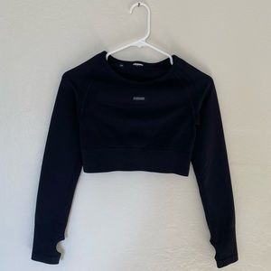 Gymshark Flex Sports Long Sleeve Crop Top - Black/Grey